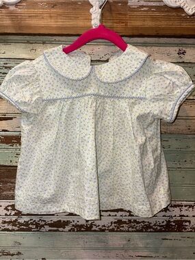 Charlotte Proper Classic White & Light Blue Floral Peter Pan Collar dress - Kids